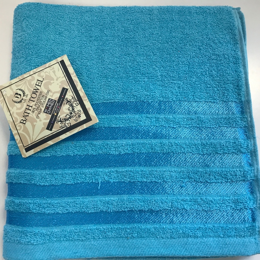 Bath Towel Cotton Polyester Blue 27"x 54"